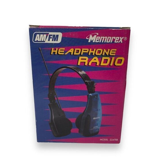 Vintage 90s Memorex AM/FM Headphone Radio Translucent Blue 224TRB - Picture 1 of 12